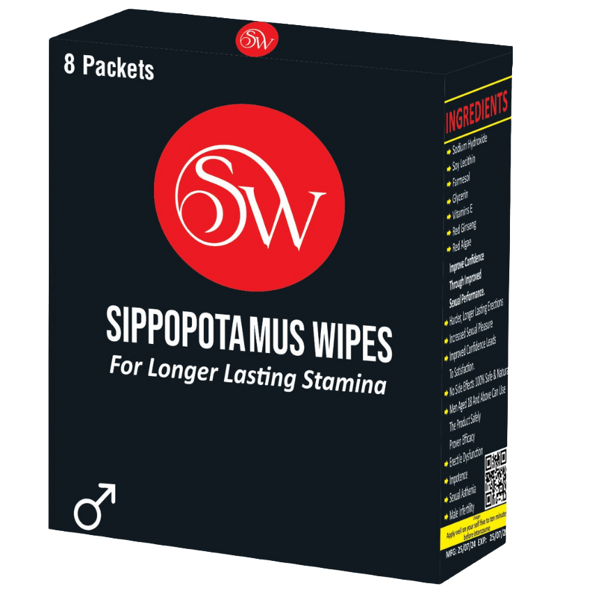 SW Sippopotamus Wipes – Long Lasting Stamina & Performance (8 Wipes Pack)