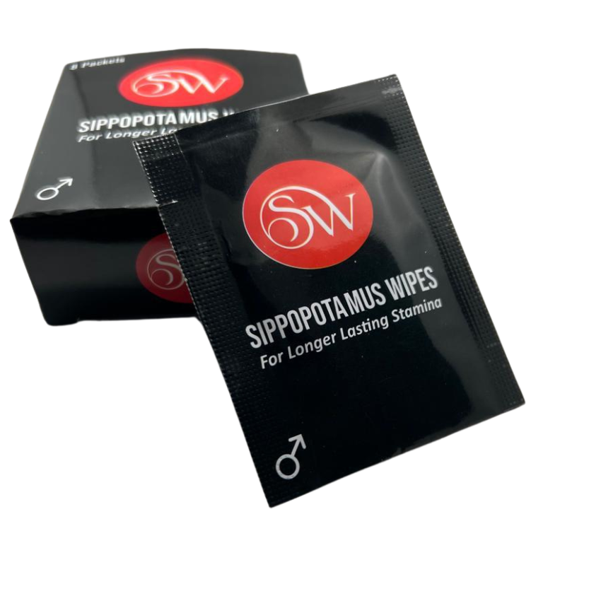 SW Sippopotamus Wipes – Long Lasting Stamina & Performance (8 Wipes Pack)